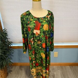 Holiday Print Long Sleeve Dress